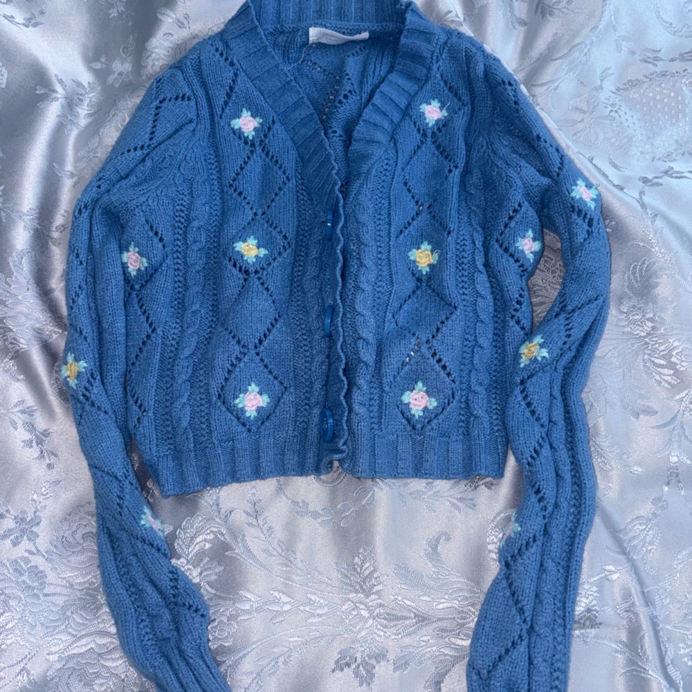 Primark‎ Blue Floral Knit Cardigan